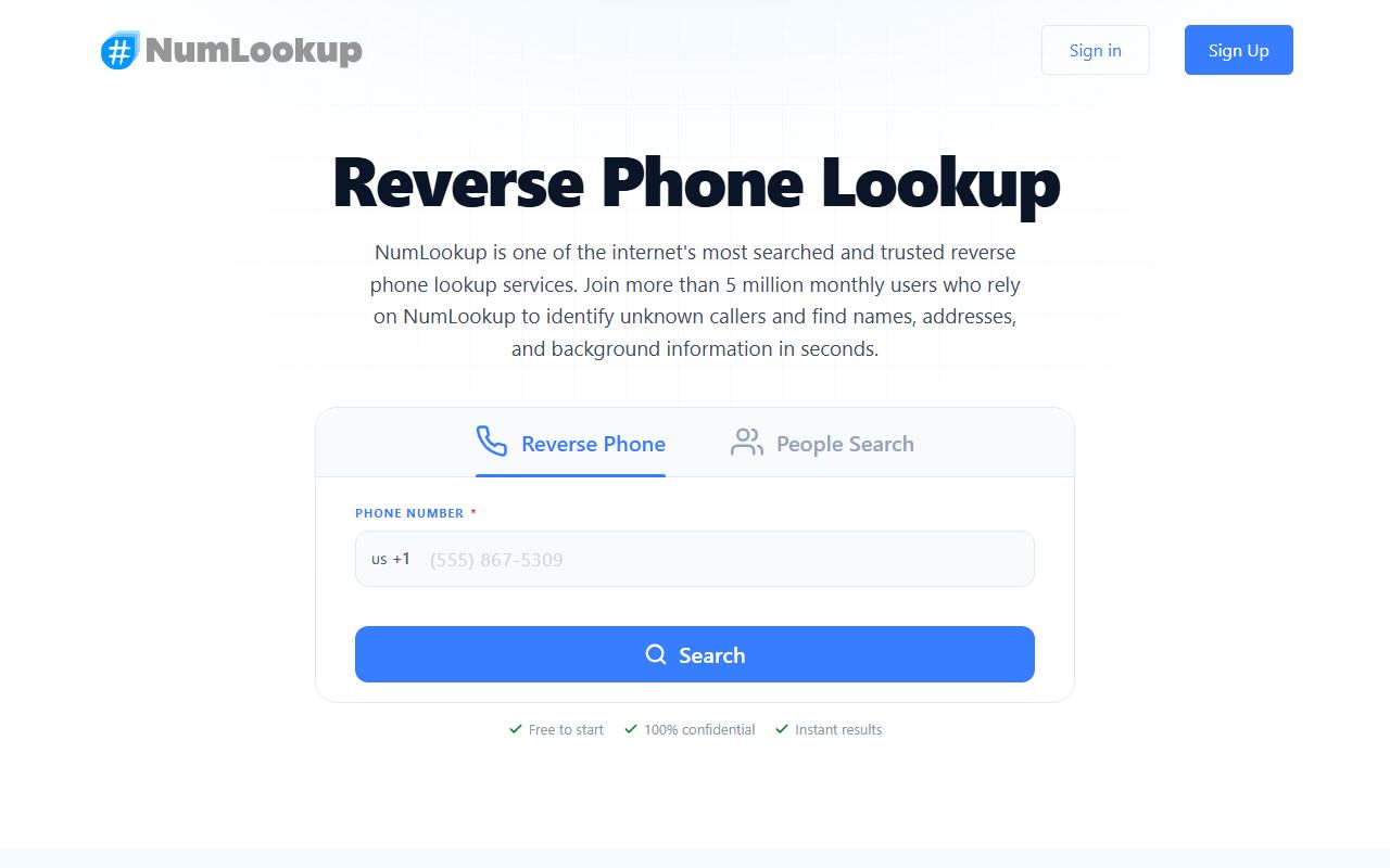 NumLookup third-party reverse lookup used to check unknown Monroe phone numbers