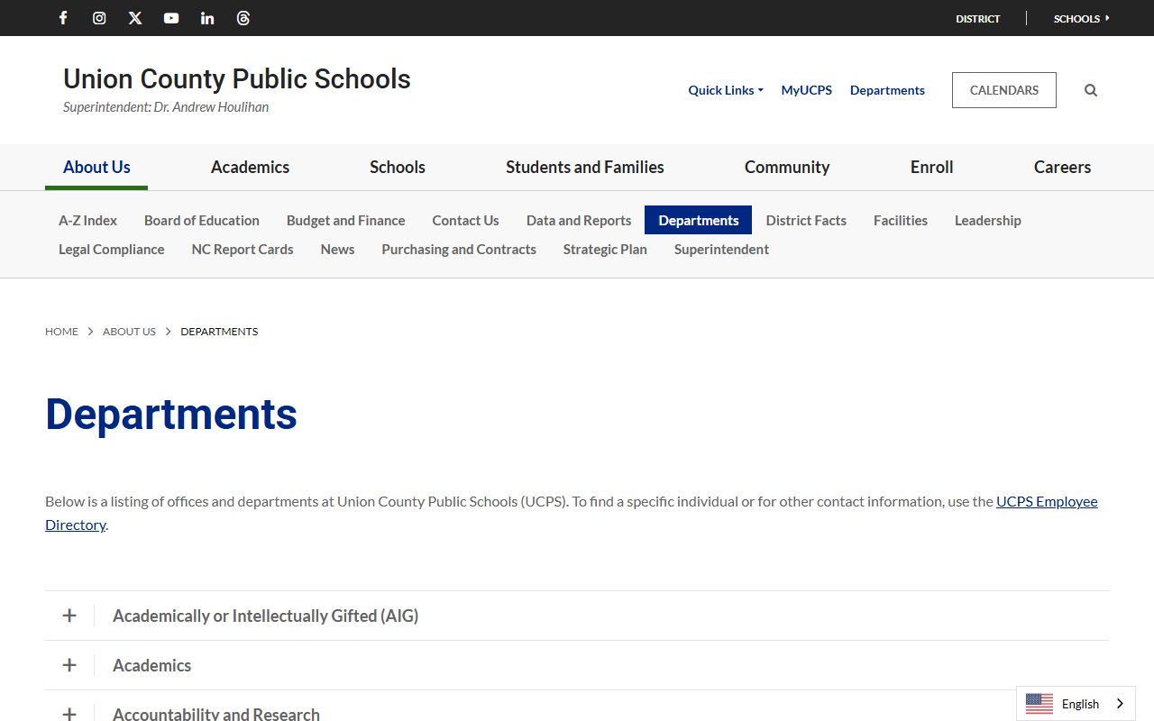 UCPS district department phone list for Monroe phone numbers