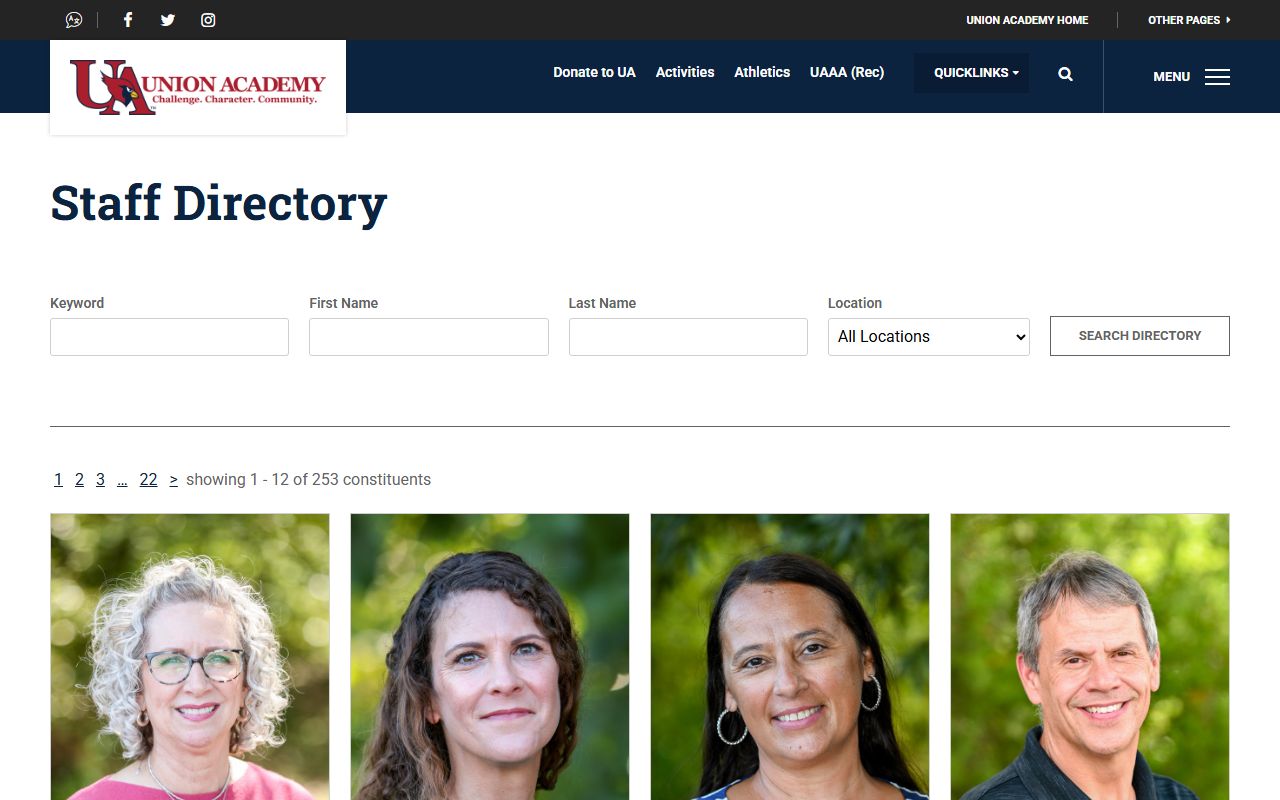 Union Academy charter school staff directory filters for Monroe phone numbers